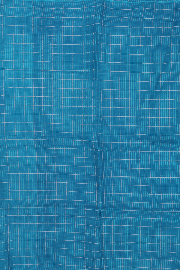 Bailu Silk Saree In Cerulean Blue With Checks Design