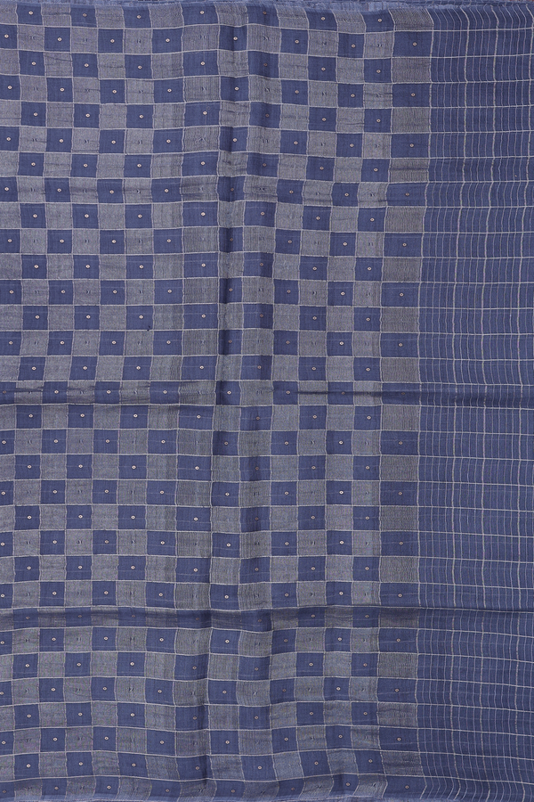 Bailu Silk Saree In Charcoal Grey With Checks Design