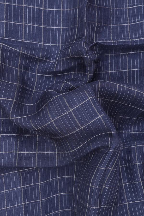 Bailu Silk Saree In Charcoal Grey With Checks Design