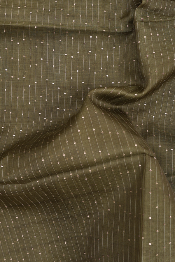 Bailu Silk Saree In Olive Green With Stripes Design