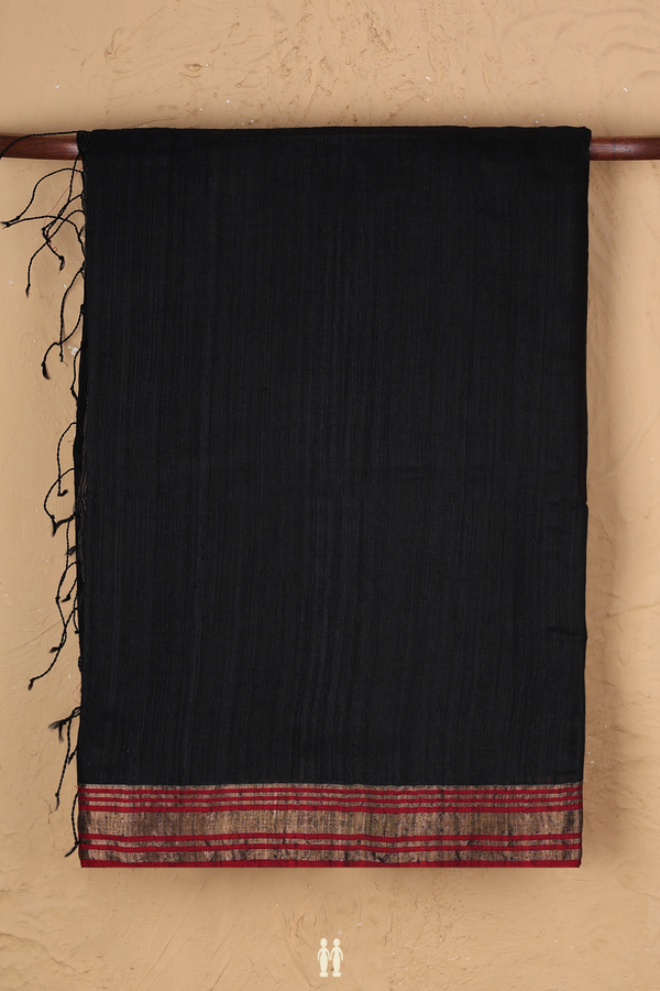 Bailu Silk Saree In Black With Contrast Border