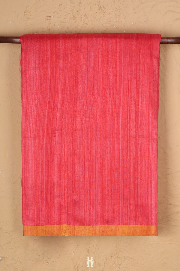 Bailu Silk Saree In Punch Pink With Contrast Border