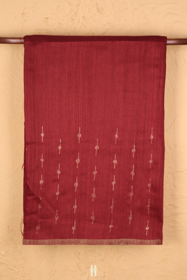 Bailu Silk Saree In Crimson Red With Zari Border