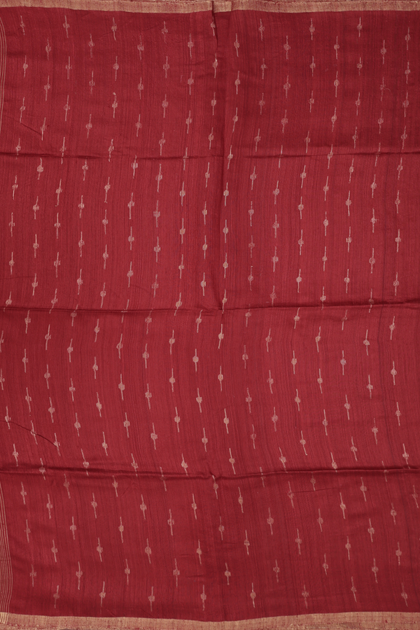 Bailu Silk Saree In Crimson Red With Zari Border