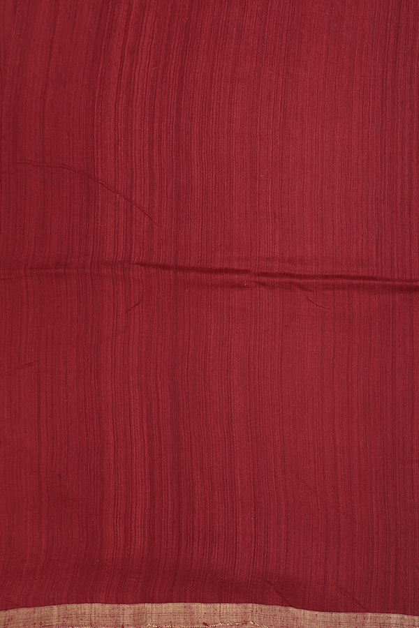 Bailu Silk Saree In Crimson Red With Zari Border