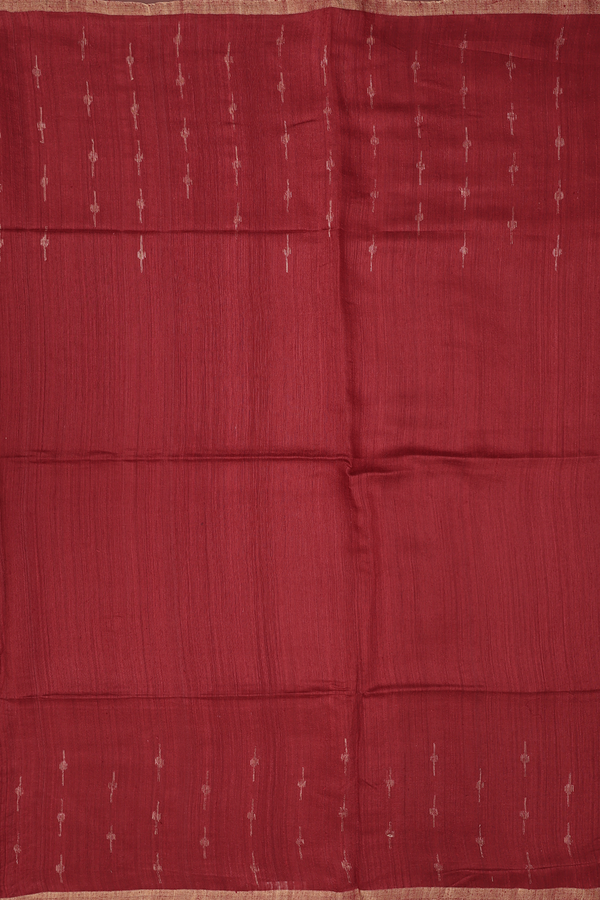 Bailu Silk Saree In Crimson Red With Zari Border
