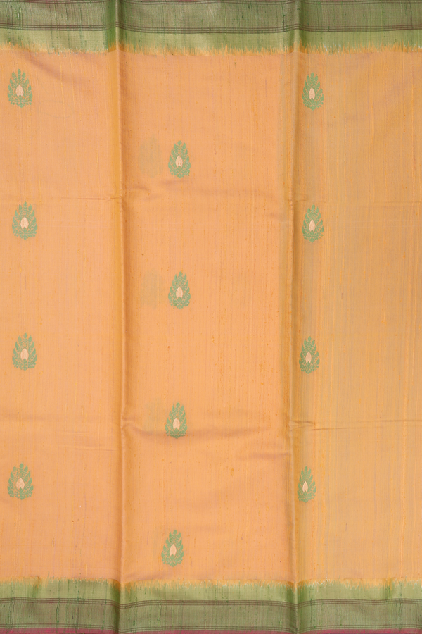 Jute Saree In Yellow With Threadwork Buttas