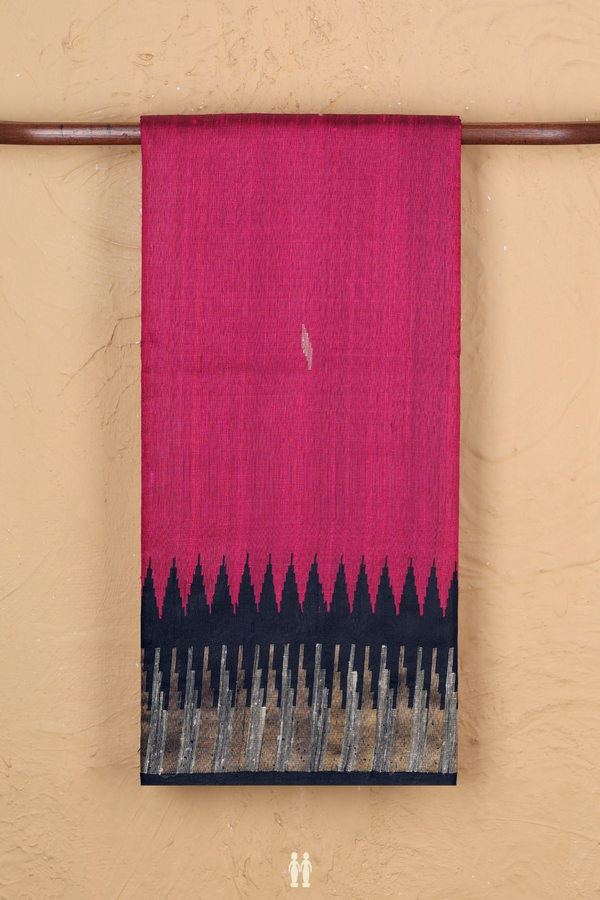 Jute Saree In Pink With Allover Buttas