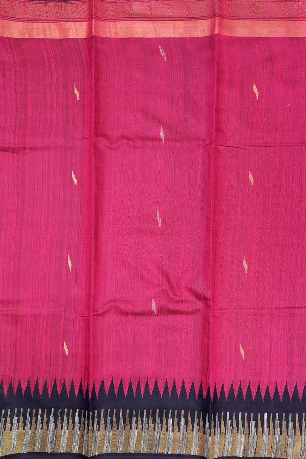 Jute Saree In Pink With Allover Buttas