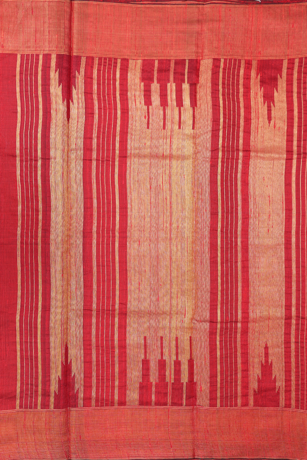 Jute Saree In Dusty Olive With Stripes Design
