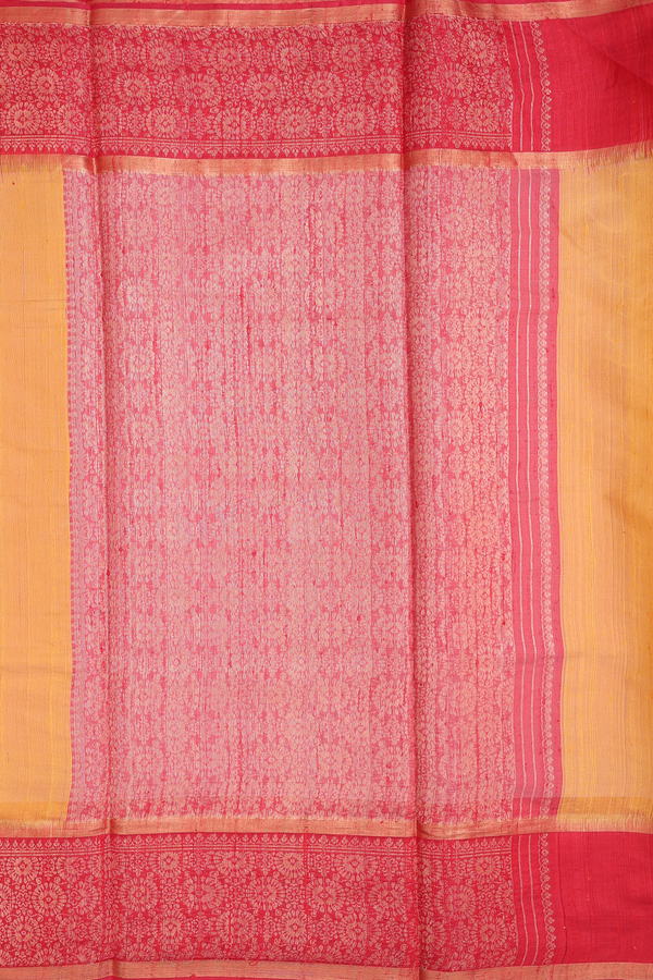 Jute Saree In Yellow With Threadwork Buttas