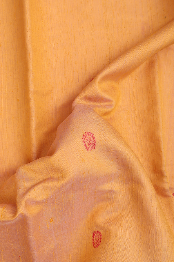 Jute Saree In Yellow With Threadwork Buttas