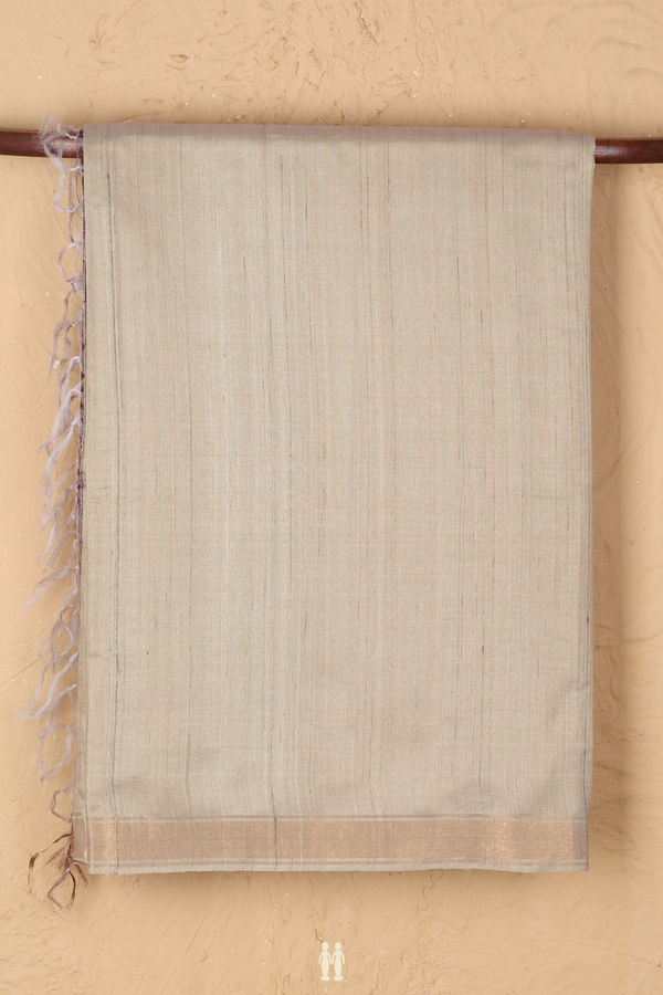 Tussar Madhubani Silk Saree In Cream Color With Zari Border