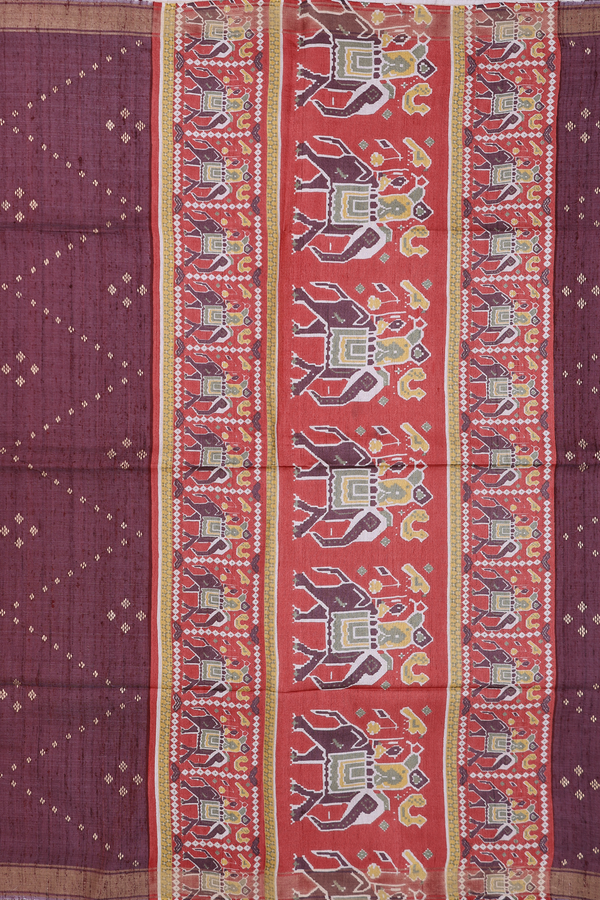 Tussar Madhubani Silk Saree In Cream Color With Zari Border
