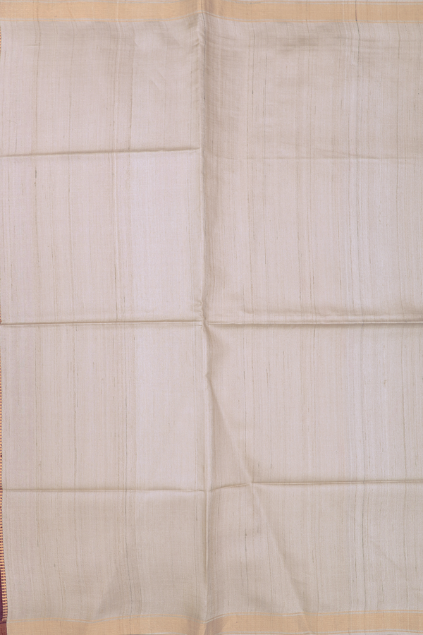 Tussar Madhubani Silk Saree In Cream Color With Zari Border