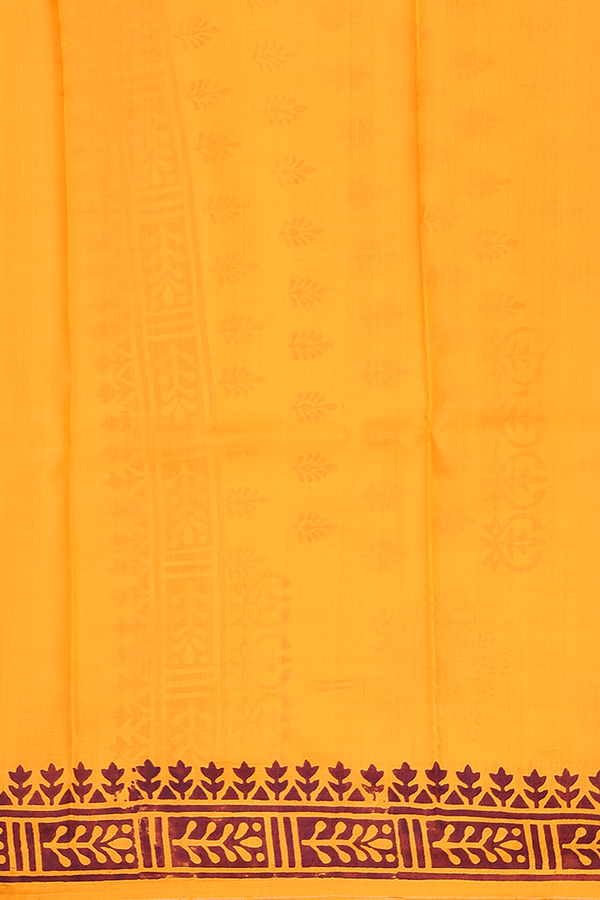 Printed Silk Saree In Honey Yellow With Allover Design