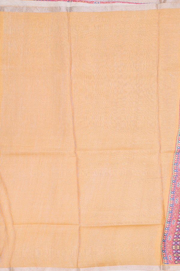 Tussar Silk Saree In Yellow With Ogee Design