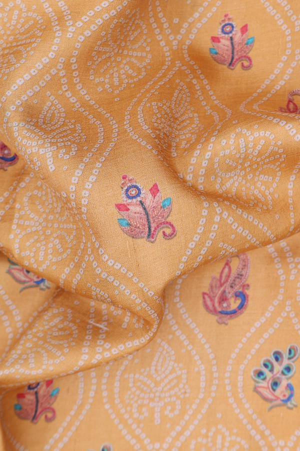 Tussar Silk Saree In Yellow With Ogee Design