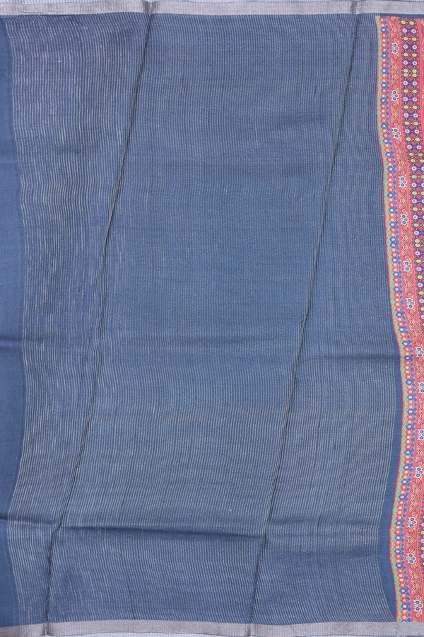 Tussar Silk Saree In Pigeon Blue With Ogee Design