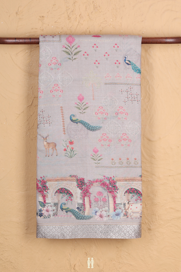 Tuusar Silk Saree In Greyish Brown With Allover Design
