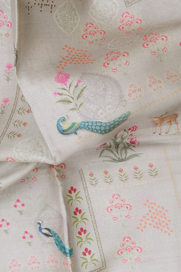 Tussar Silk Saree In Grey With Allover Design