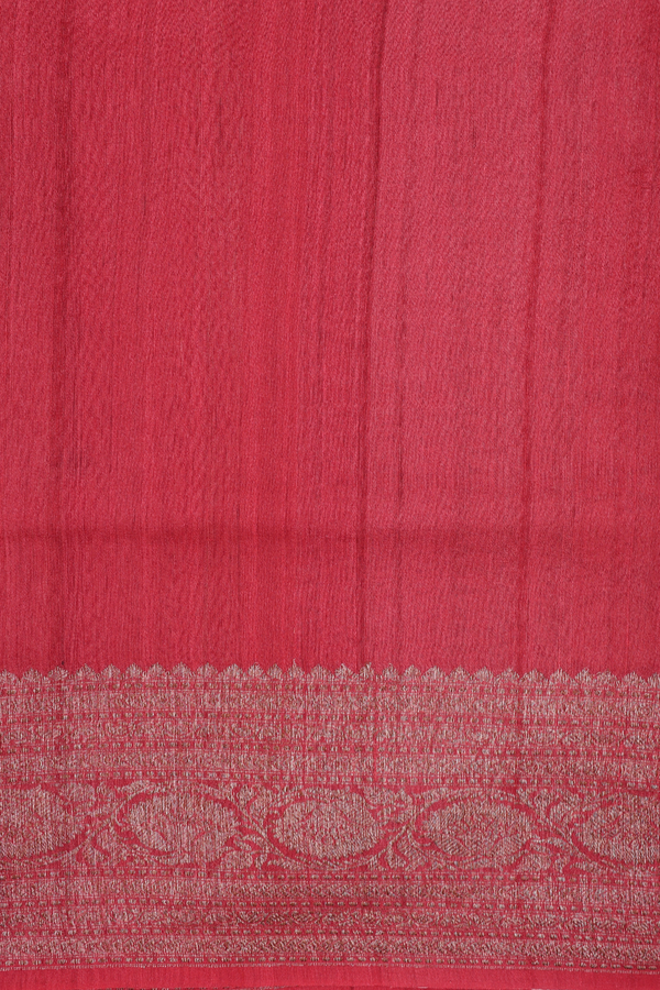Tussar Silk Saree In Crimson Red With Floral Design