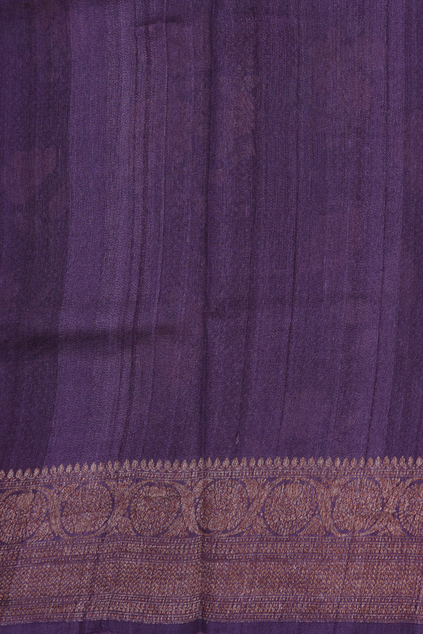 Tussar Silk Saree In Purple With Floral Design