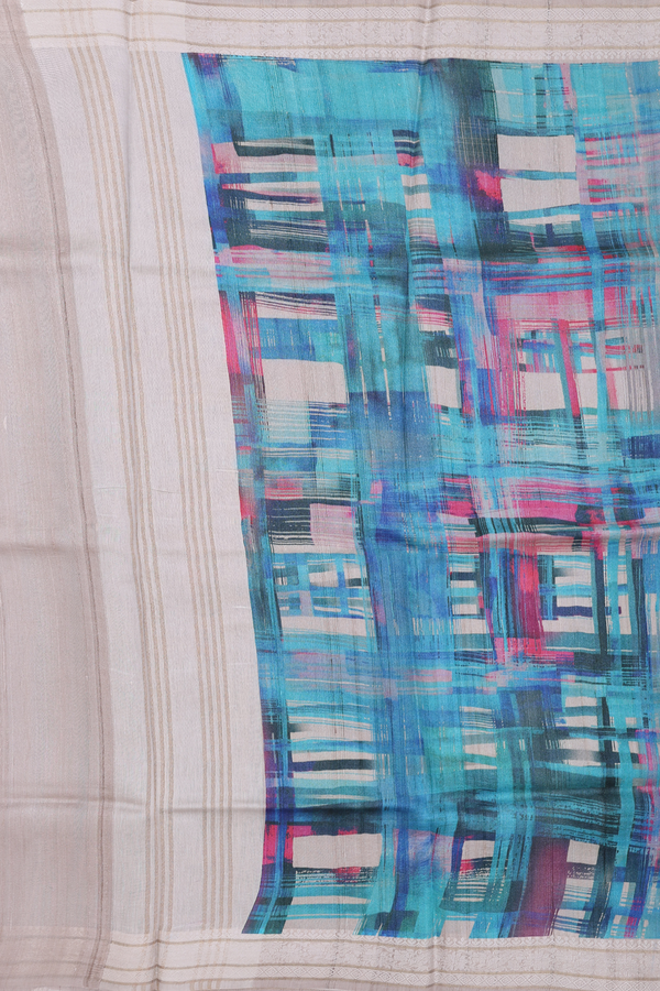 Tussar Silk Saree In Multicolor With Allover Design
