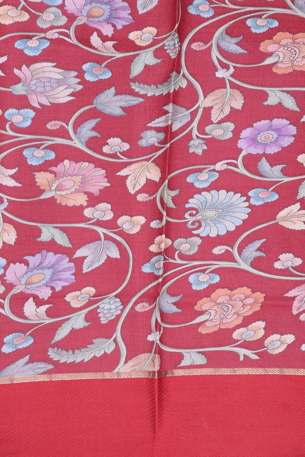 Tussar Silk Saree In Dusty Red With Diamond Design