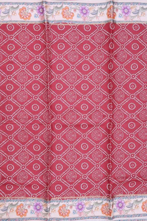 Tussar Silk Saree In Dusty Red With Diamond Design
