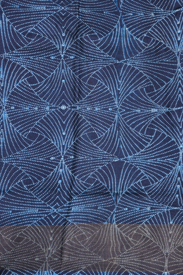 Tussar Silk Saree In Navy Blue With Shibori Design