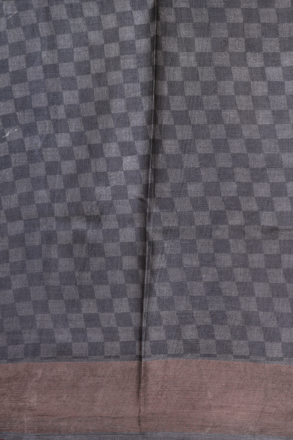Tussar Silk Saree In Greyish Brown With Floral Motifs