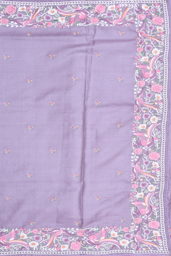 Tussar Silk Saree In Light Purple With Floral Buttas