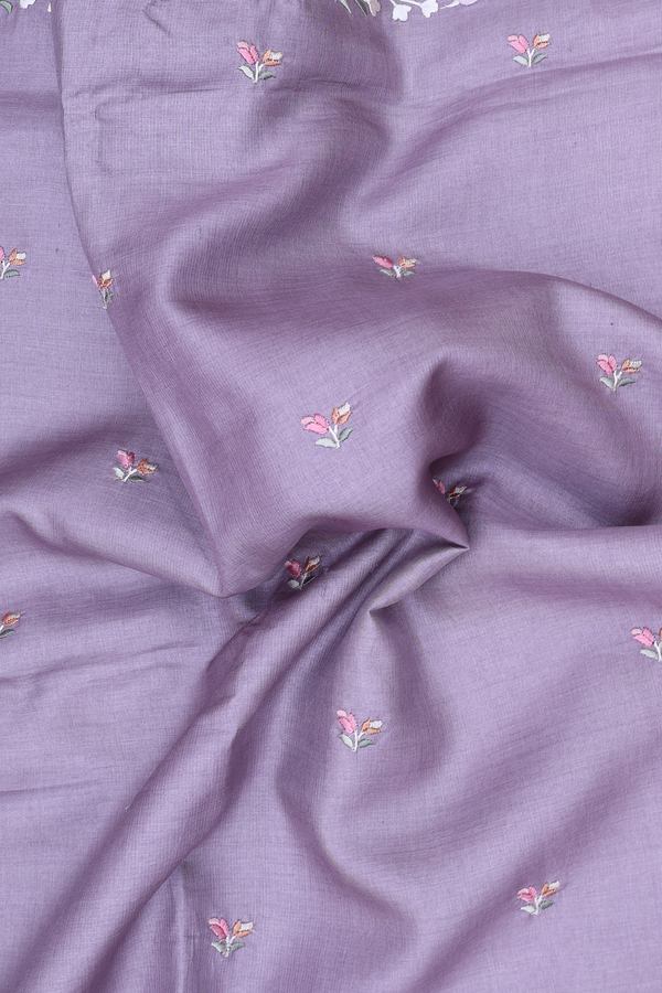 Tussar Silk Saree In Light Purple With Floral Buttas