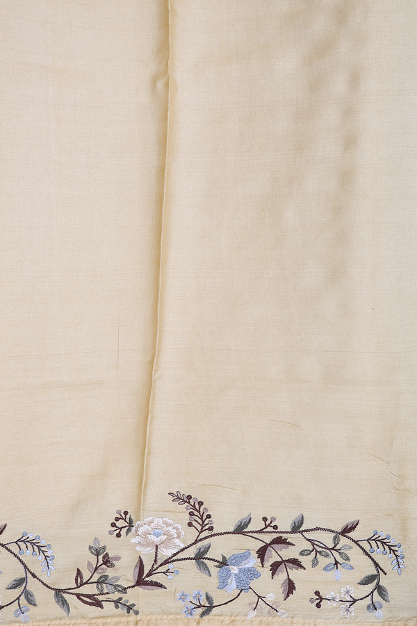Tussar Silk Saree In Beige With Floral Embroidered Design