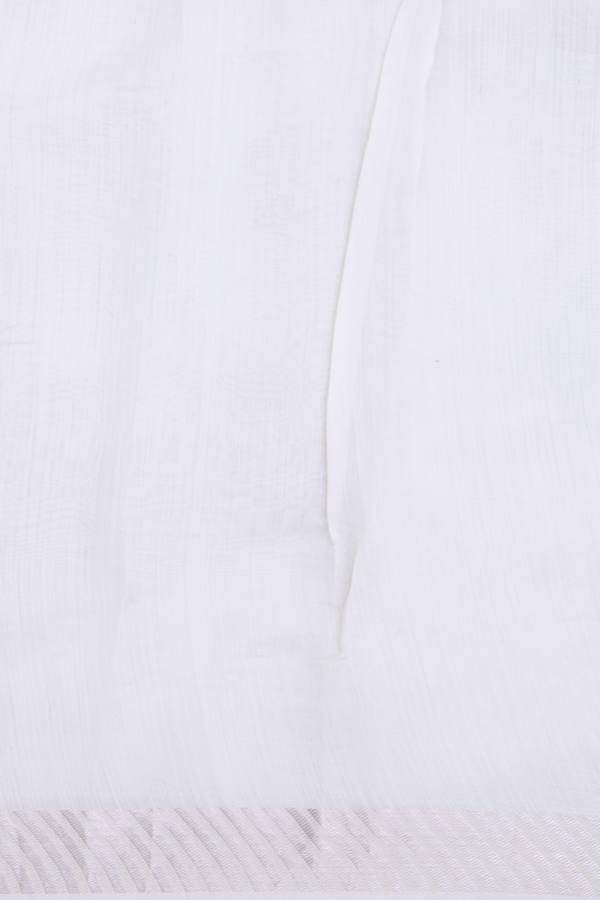 Organza Silk Saree In Off White With Leaf Design