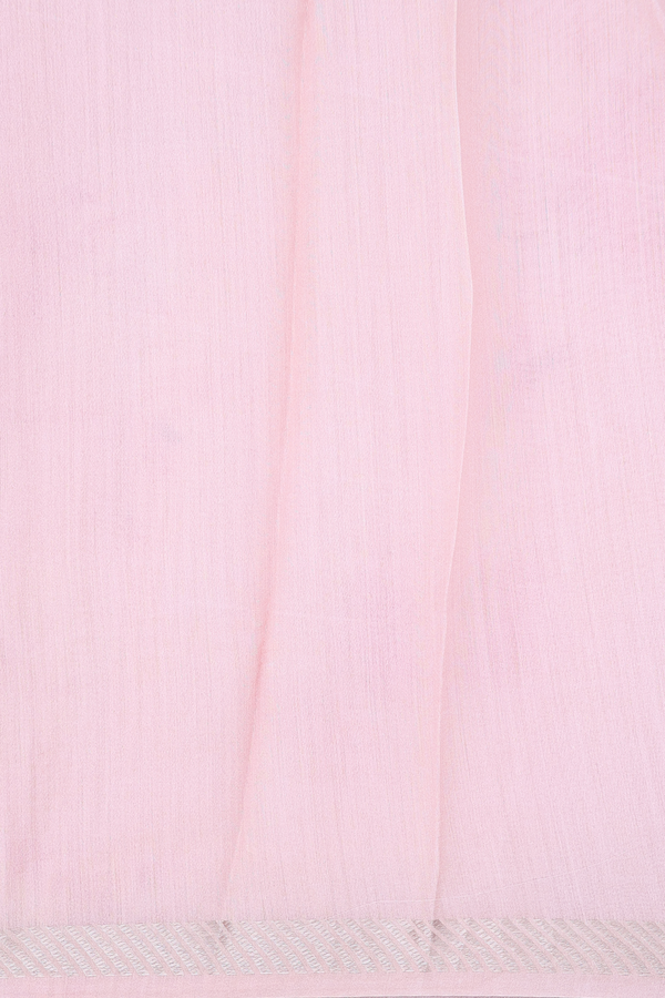 Organza Silk Saree In Pink With Floral Design