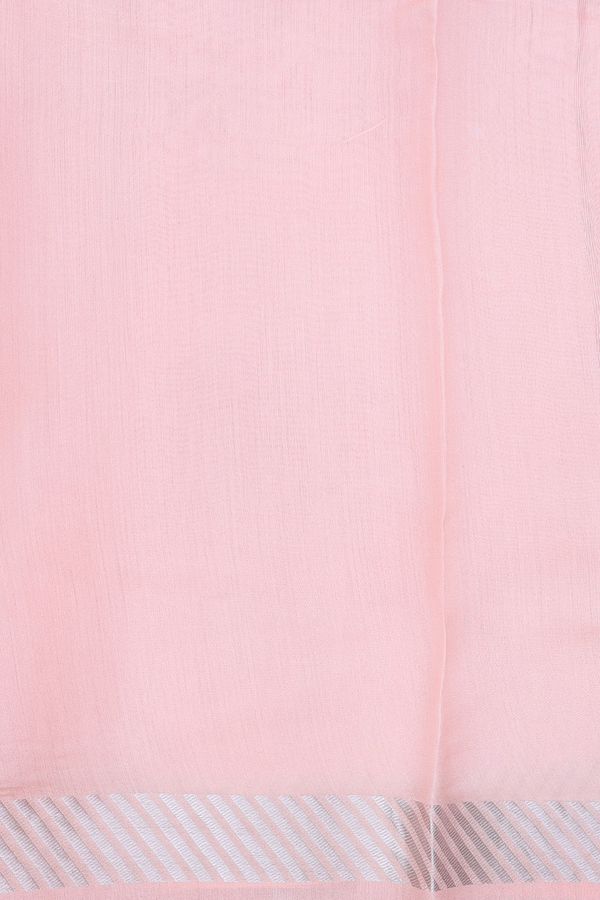 Organza Silk Saree In Peach With Floral Design