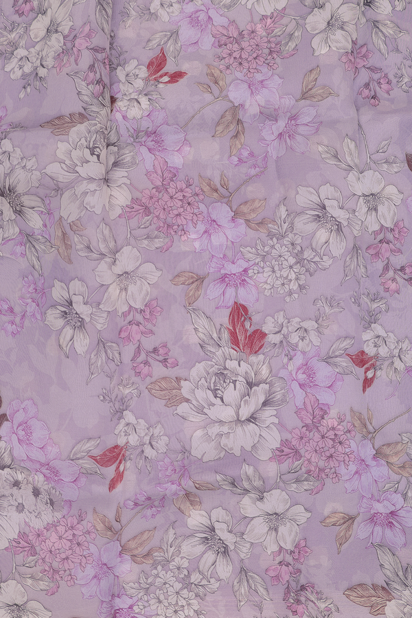 Organza Silk Saree In Purple With Zari Buttas