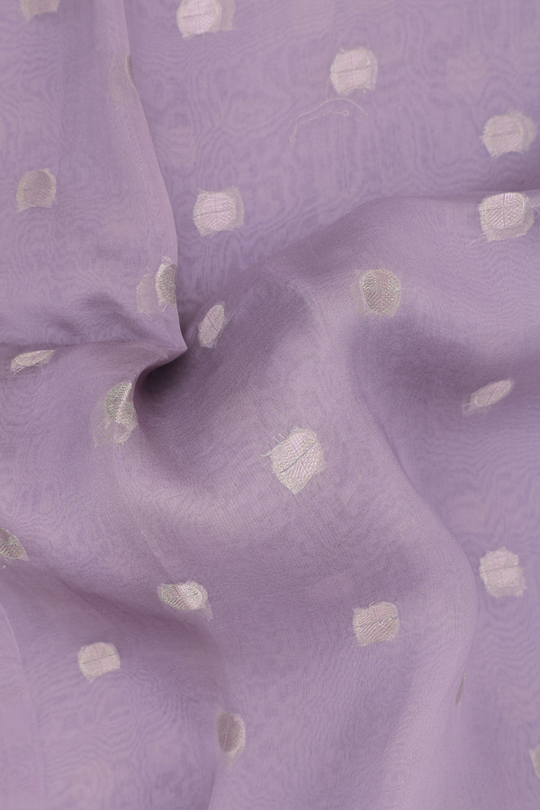Organza Silk Saree In Purple With Zari Buttas