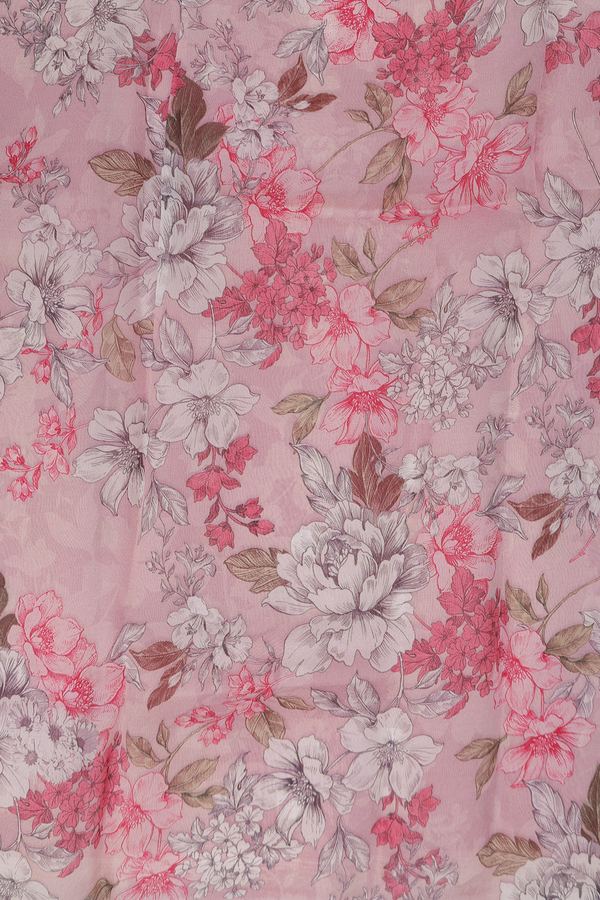 Organza Silk Saree In Dusty Rose With Zari Buttas