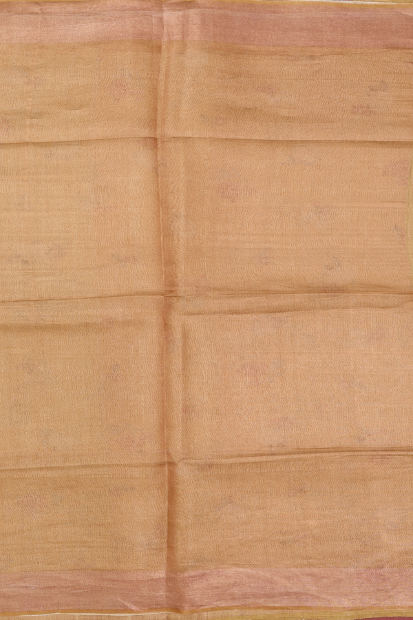 Tussar Silk Saree In Golden Yellow With Floral Design