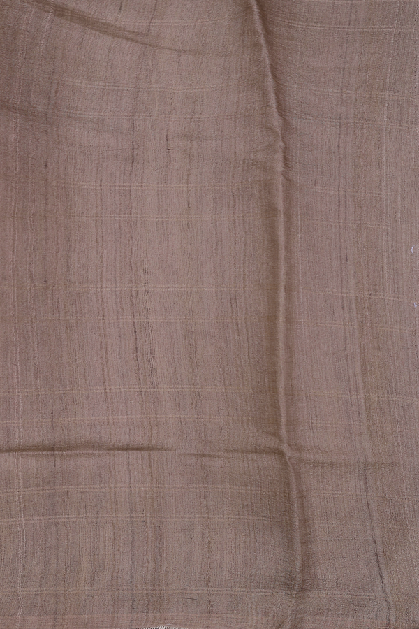 Tussar Silk Saree In Brown With Checks Design