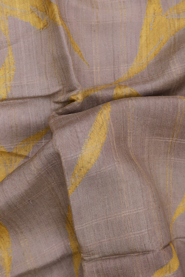 Tussar Silk Saree In Brown With Checks Design