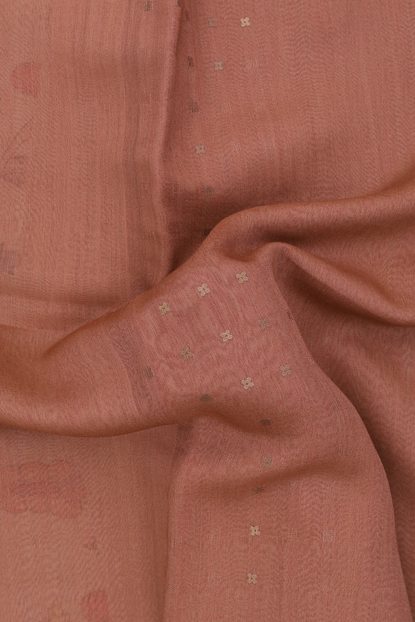 Bailu Silk Saree In Brick Brown With Chamki Work