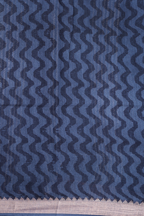 Chanderi Silk Cotton Saree In Blue With Peacock Design