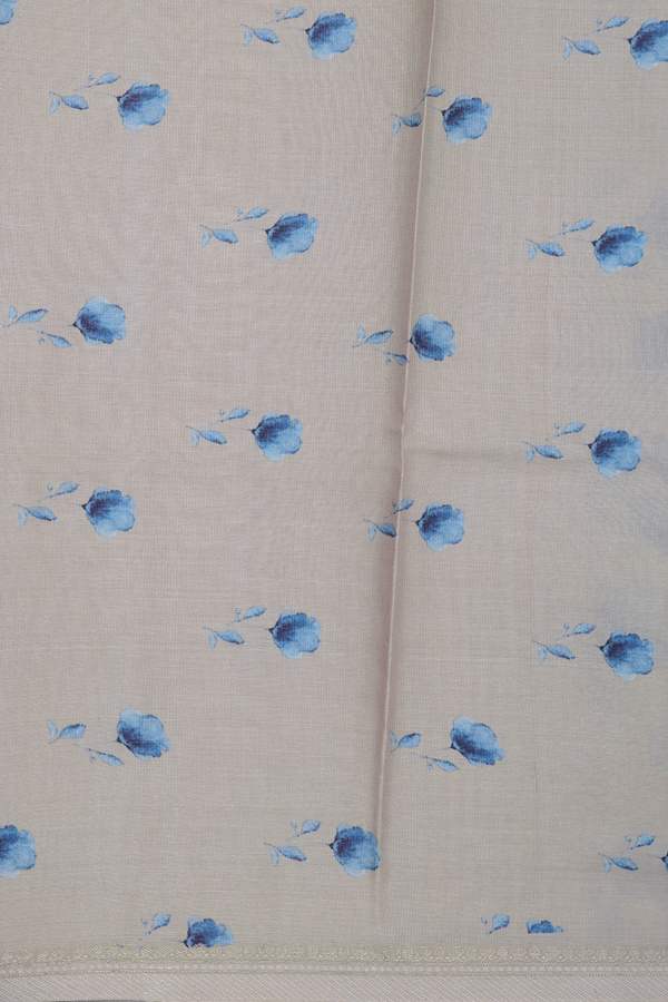 Tussar Silk Saree In Light Grey With Floral Design