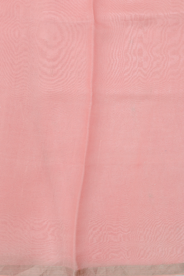 Bailu Silk Saree In Peach Pink With Floral Design
