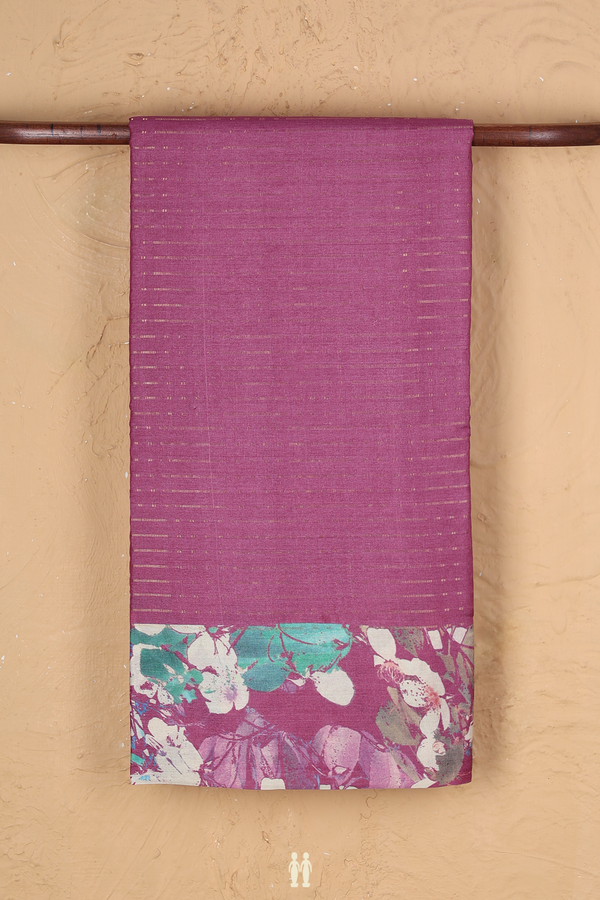 Tussar Silk Saree In Orchid Purple With Stripes Design