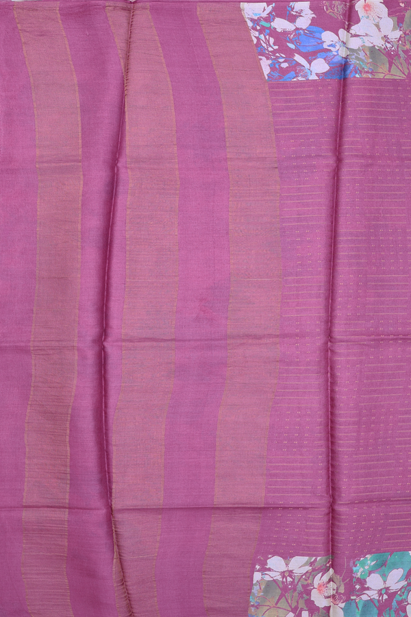 Tussar Silk Saree In Orchid Purple With Stripes Design